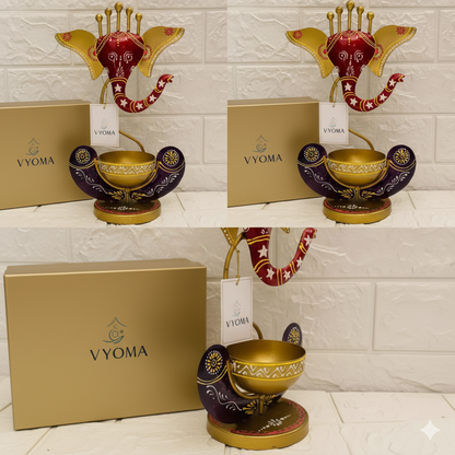 Intricately Crafted Spiritual Decor Ganesha with Tealight Candle Holder